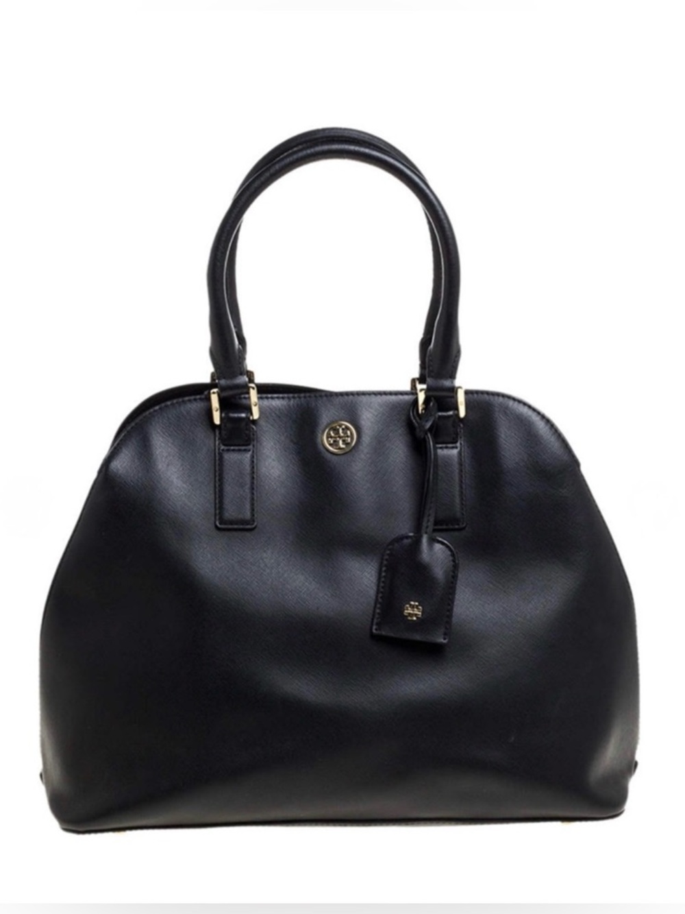 TORY BURCH "ROBINSON" OPEN DOME 🖤BLACK🖤LEATHER LARGE SATCHEL BAG 🌟EUC🌟